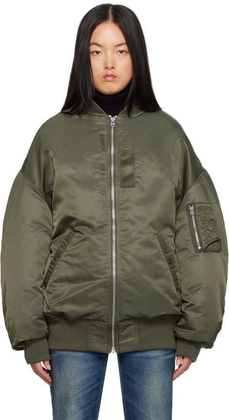 Photo: R13 Green Zip Out Down Bomber Jacket