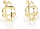 Casablanca Gold Pearl Drop Logo Earrings