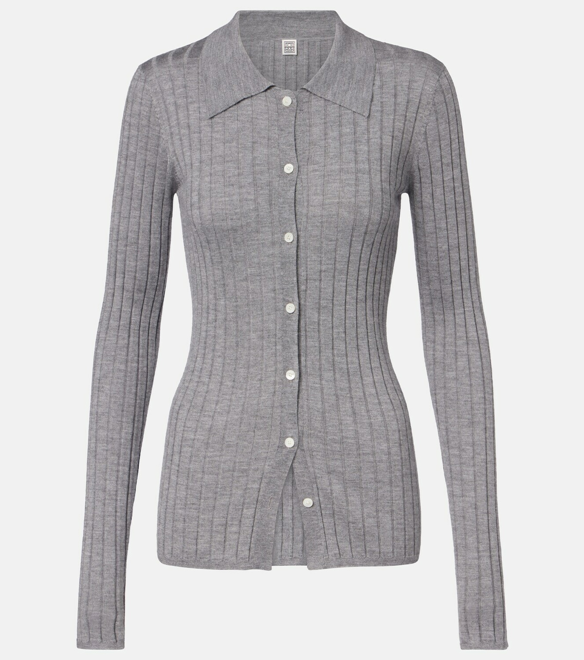 Toteme Ribbed-knit cashmere and silk cardigan