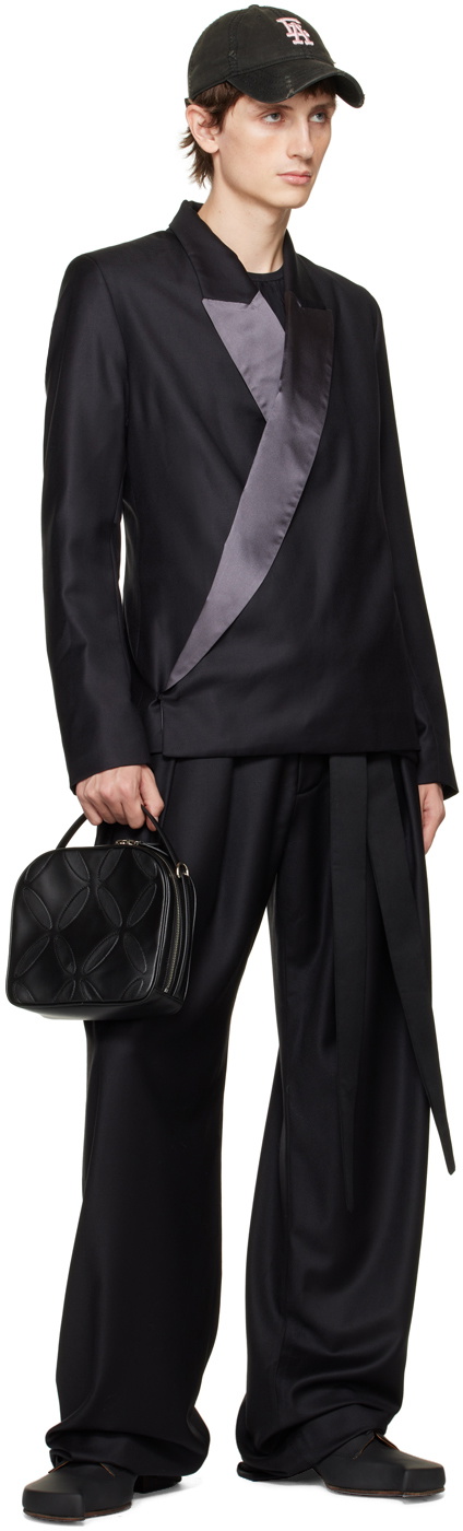 AARON ESH Black Gathered Neck Long Sleeve T-Shirt