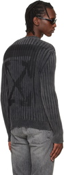 Off-White Gray Ink Arrow Rib Knit Crewneck Sweater