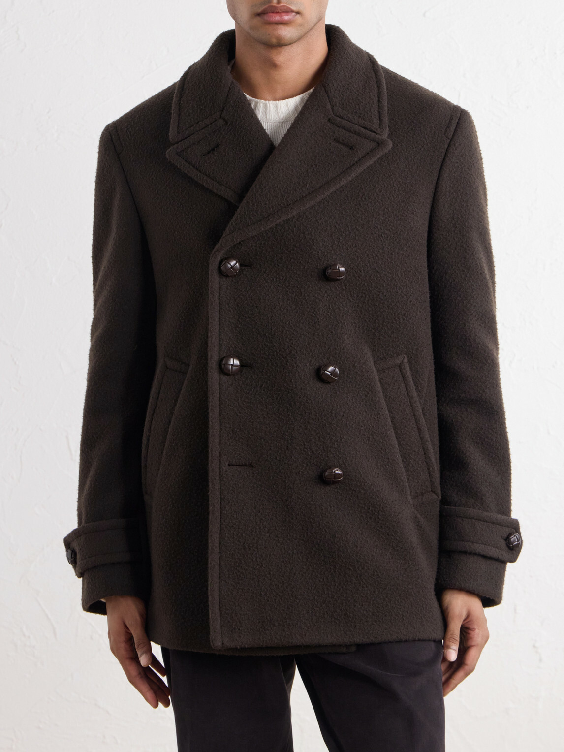 Slowear - Double-Breasted Wool-Blend Plush Coat - Brown