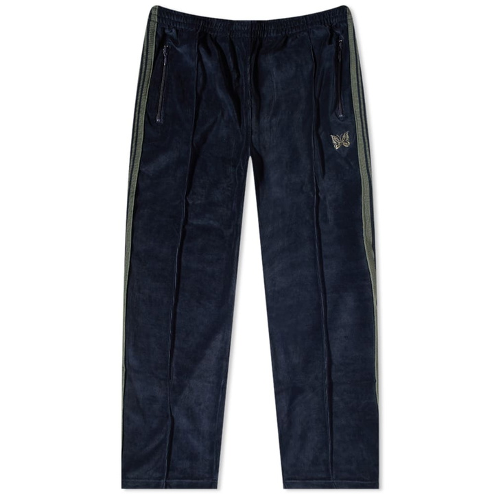 Photo: Needles Men's Velour Narrow Track Pant in Navy