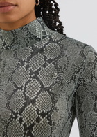 Coperni Python-print Metallic-jersey top Grey