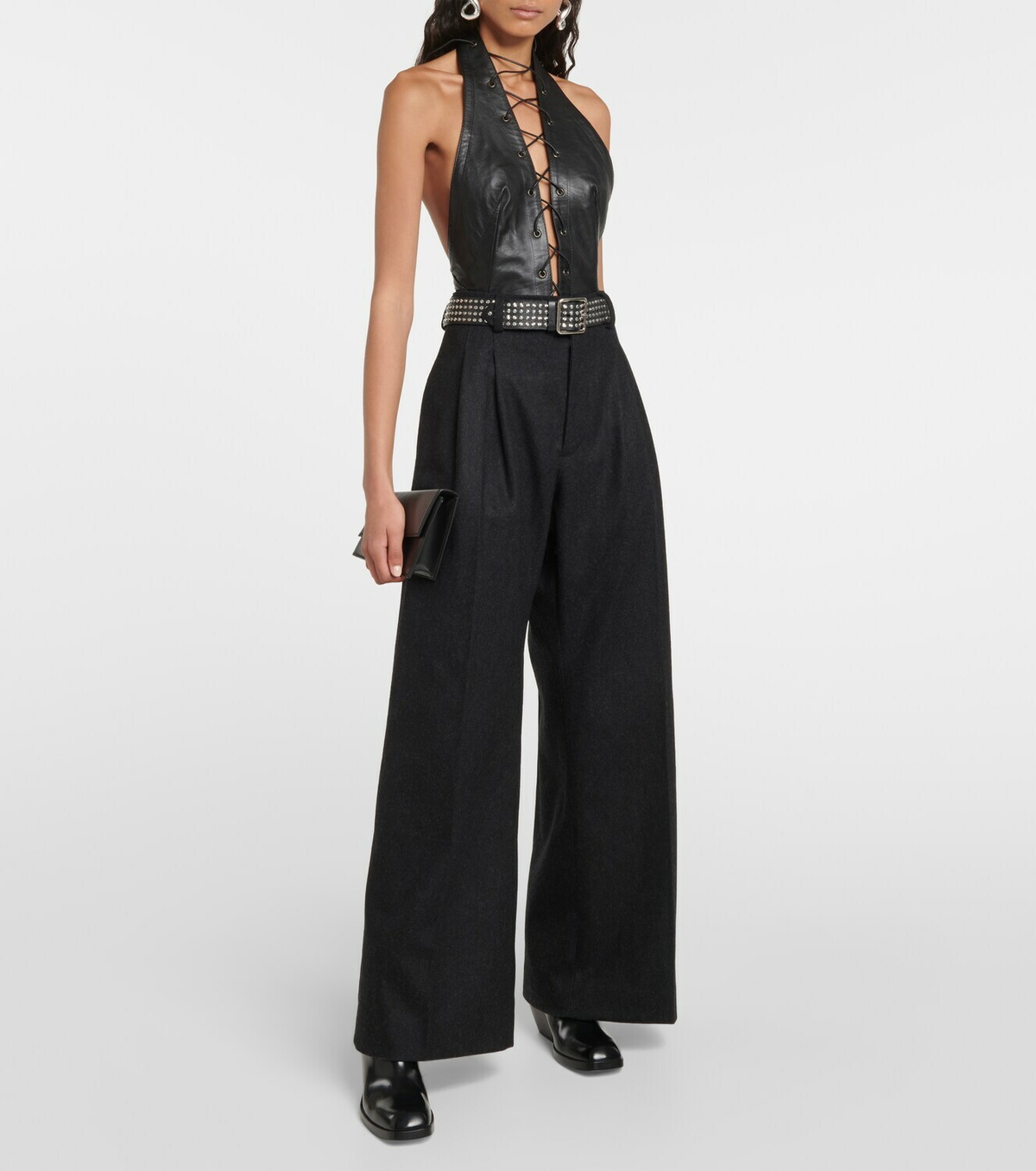 Petar Petrov Tyce lace-up leather bodysuit