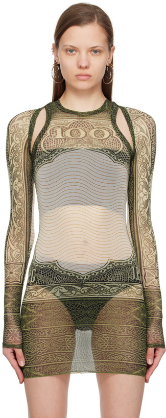 Photo: Jean Paul Gaultier Green & Off-White 'The Cartouche' Cardigan