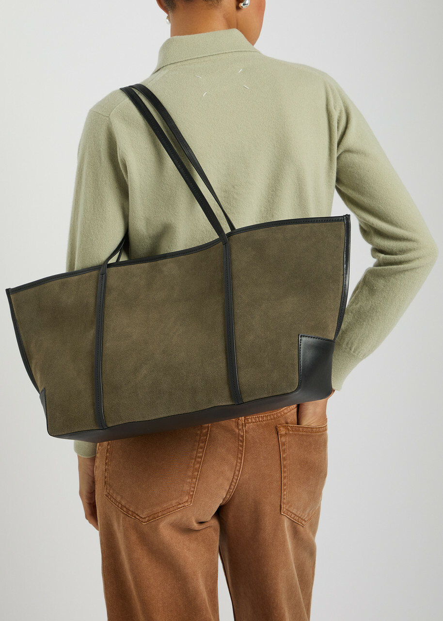 ST. Agni Bateau Large Suede Tote bag - Khaki - One Size