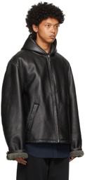 Balenciaga Black Shearling Leather Look 5 Coat