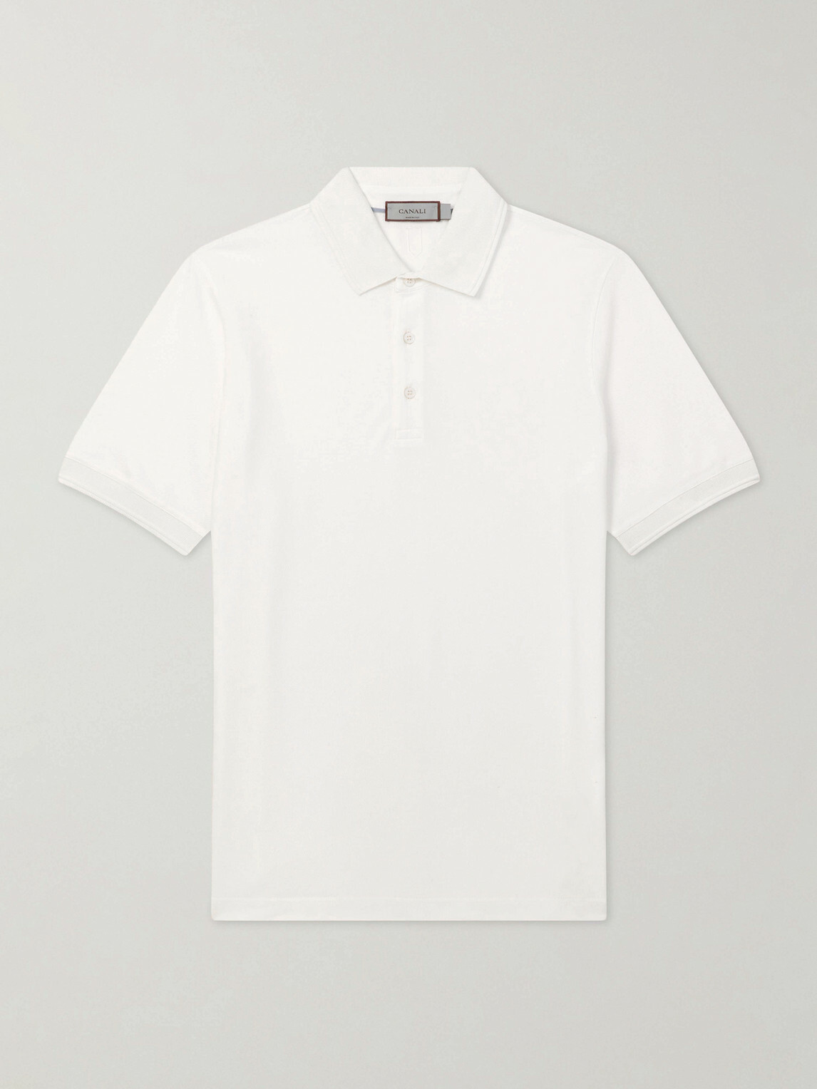 Canali - Cotton-Piqué Polo Shirt - White