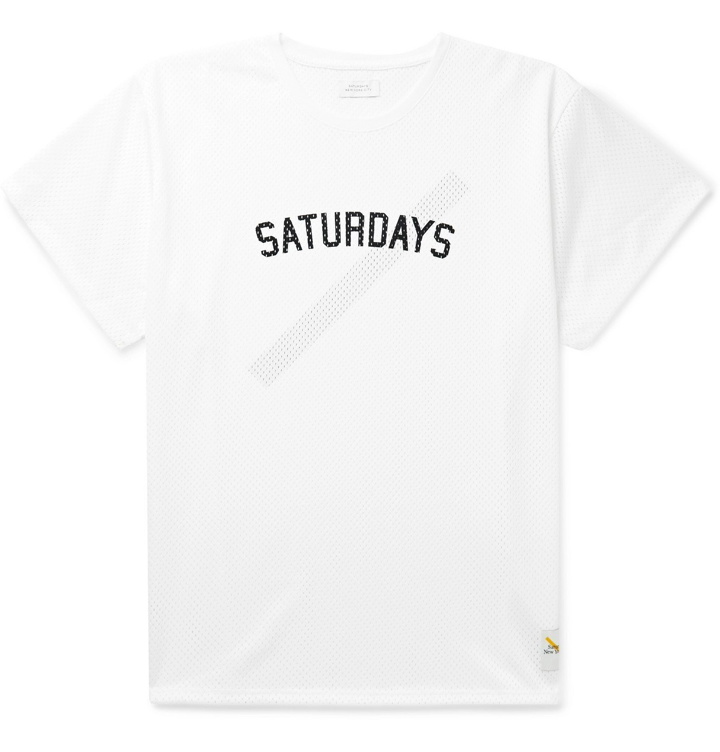 Photo: Saturdays NYC - Marley Logo-Print Mesh T-Shirt - White