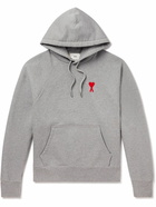 AMI PARIS - Logo-Embroidered Cotton-Blend Jersey Hoodie - Gray