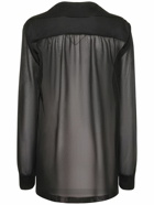 ALBERTA FERRETTI Viscose Crepe V-neck Long Sleeve Top