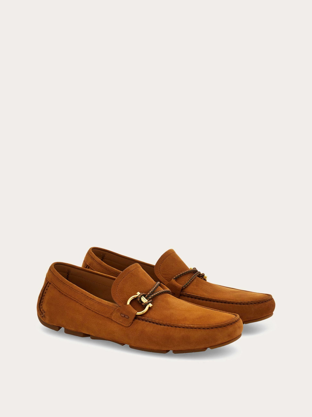 Ferragamo Mens Gancini ornament driver in Brown