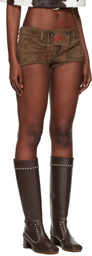 LAURA ANDRASCHKO Brown Lederhosen Suede Shorts