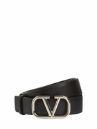 VALENTINO GARAVANI - 30mm Leather Belt W/ V Logo Buckle