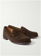 Grenson - Jago Suede Penny Loafers - Brown