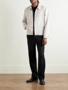 Brioni - Leather-Trimmed Linen-Blend Bomber Jacket - Brown