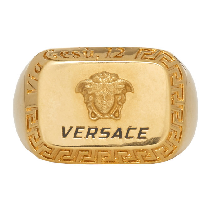 Photo: Versace Gold Square Medusa Ring