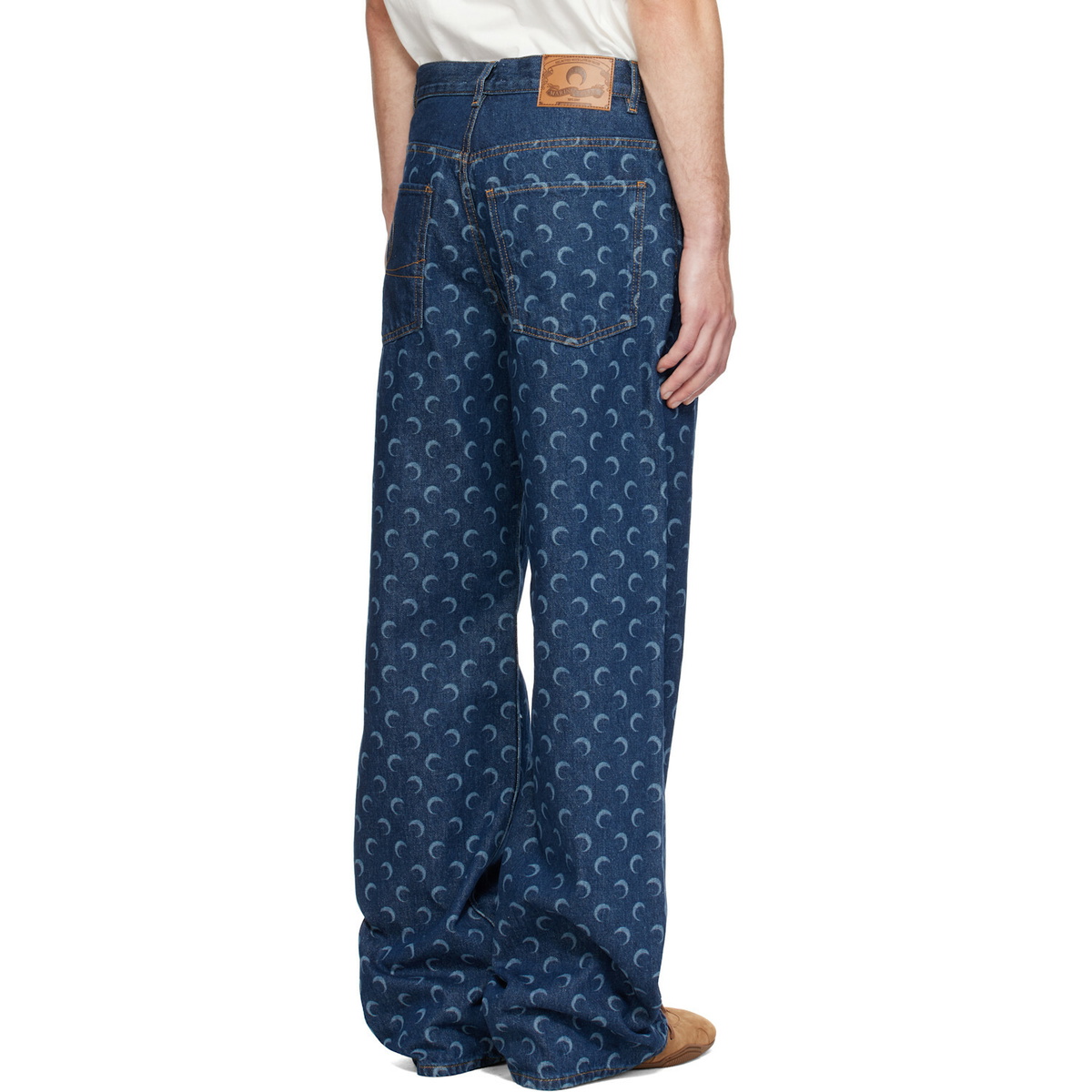 Marine Serre Blue Denim Straight Jeans