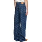 Marine Serre Blue Denim Straight Jeans