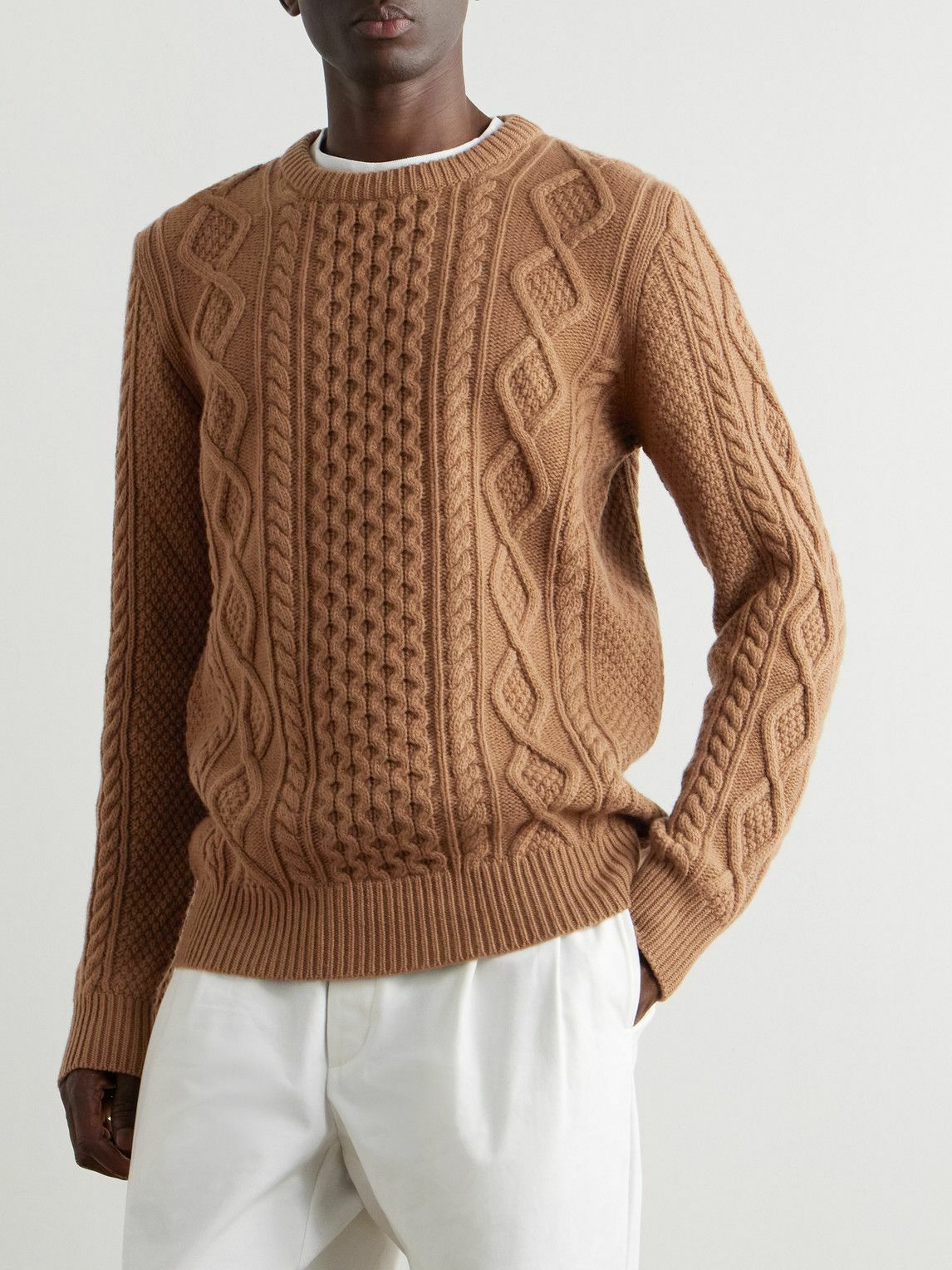 Ghiaia Cashmere - Pescatore Cable-Knit Virgin Wool Sweater - Brown