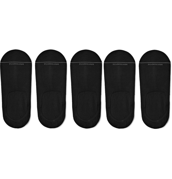 Photo: Marcoliani - Five-Pack Invisible Touch Pima Cotton-Blend No-Show Socks - Black