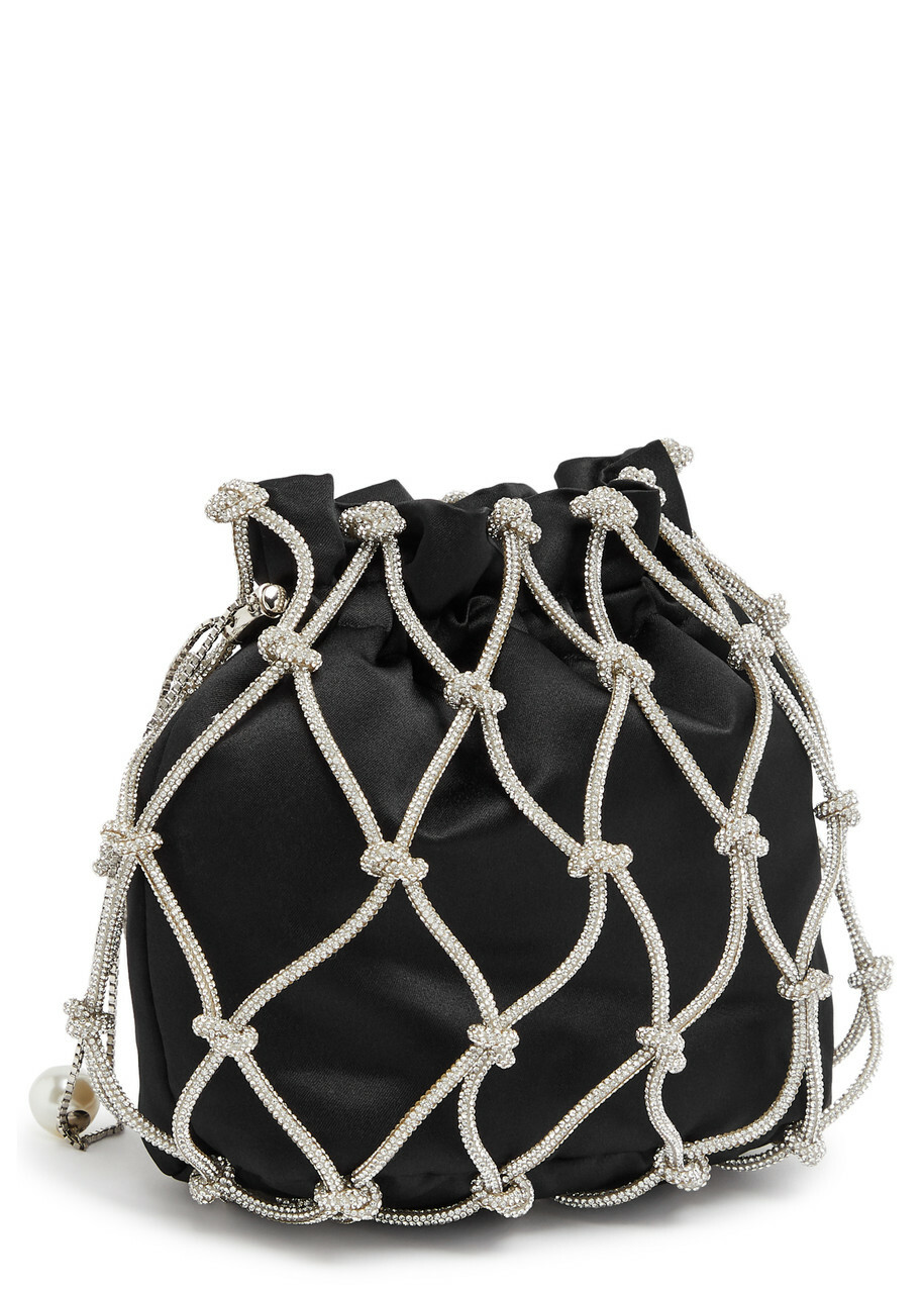 Rosantica Selene Capri Embellished Satin Pouch - Black And Silver - One Size