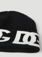 Logo Jacquard Beanie Hat in Black