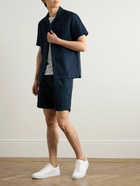 Mr P. - Straight-Leg Cotton and Linen-Blend Drawstring Shorts - Blue