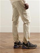 SAIF UD DEEN - Straight-Leg Crinkled-Canvas Cargo Trousers - Neutrals