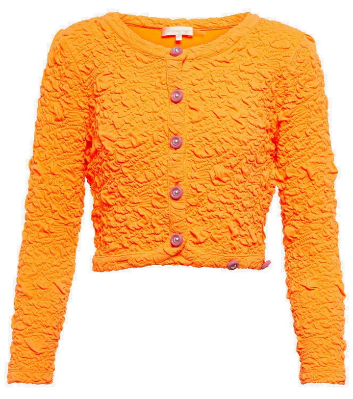 Photo: LoveShackFancy Senina crinkled cropped cardigan