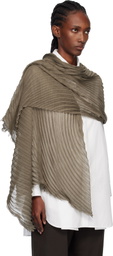 ISSEY MIYAKE Khaki Silk Wool Pleats Stole Scarf