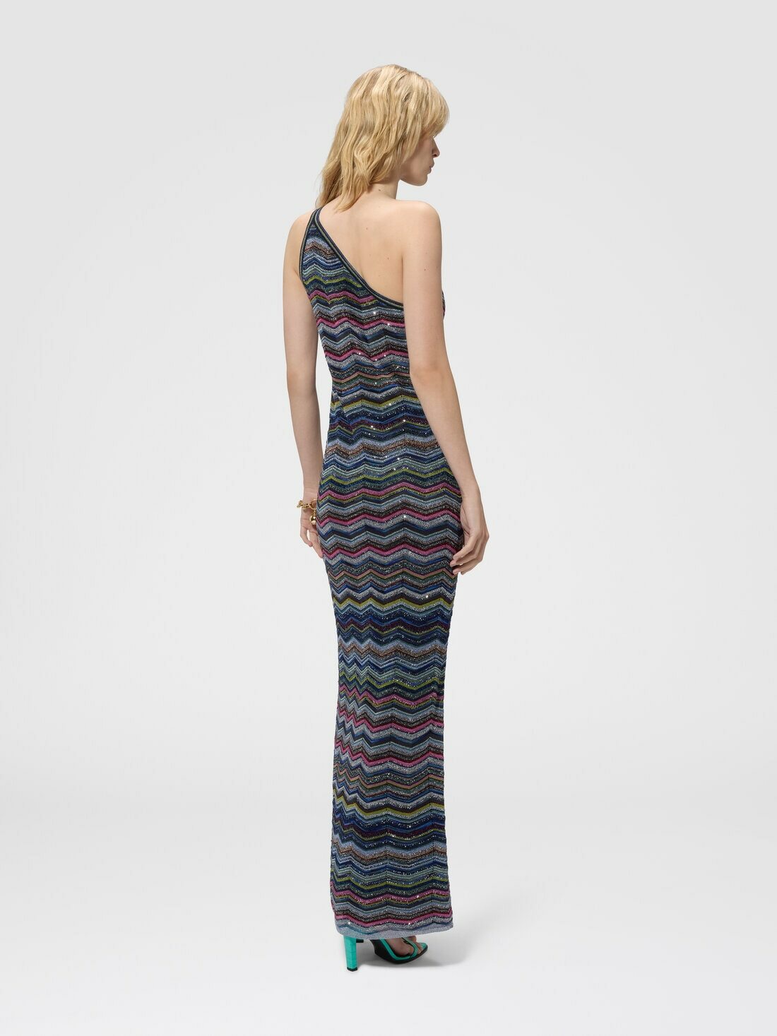 Missoni - One-shoulder long dress with sequins, Women, Multicoloured