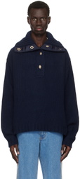 Wales Bonner Navy Celeste Knit Sweater