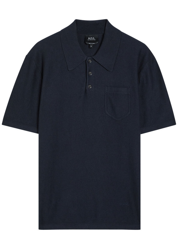 Photo: A.P.C. Cotton and Cashmere-blend Polo Shirt Navy