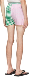 ERL Pink & Green Wide Stripe Shorts