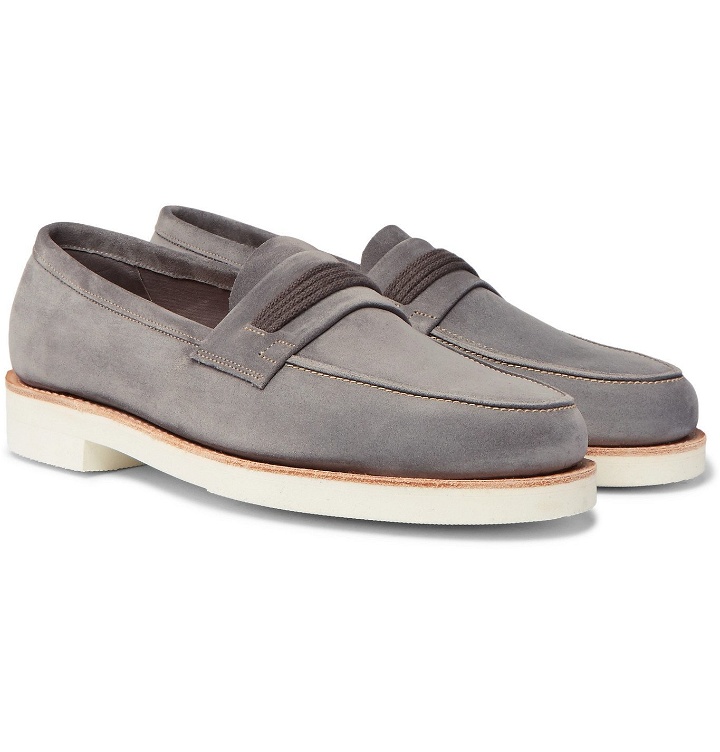 Photo: JOHN LOBB - Tore Leather Penny Loafers - Gray