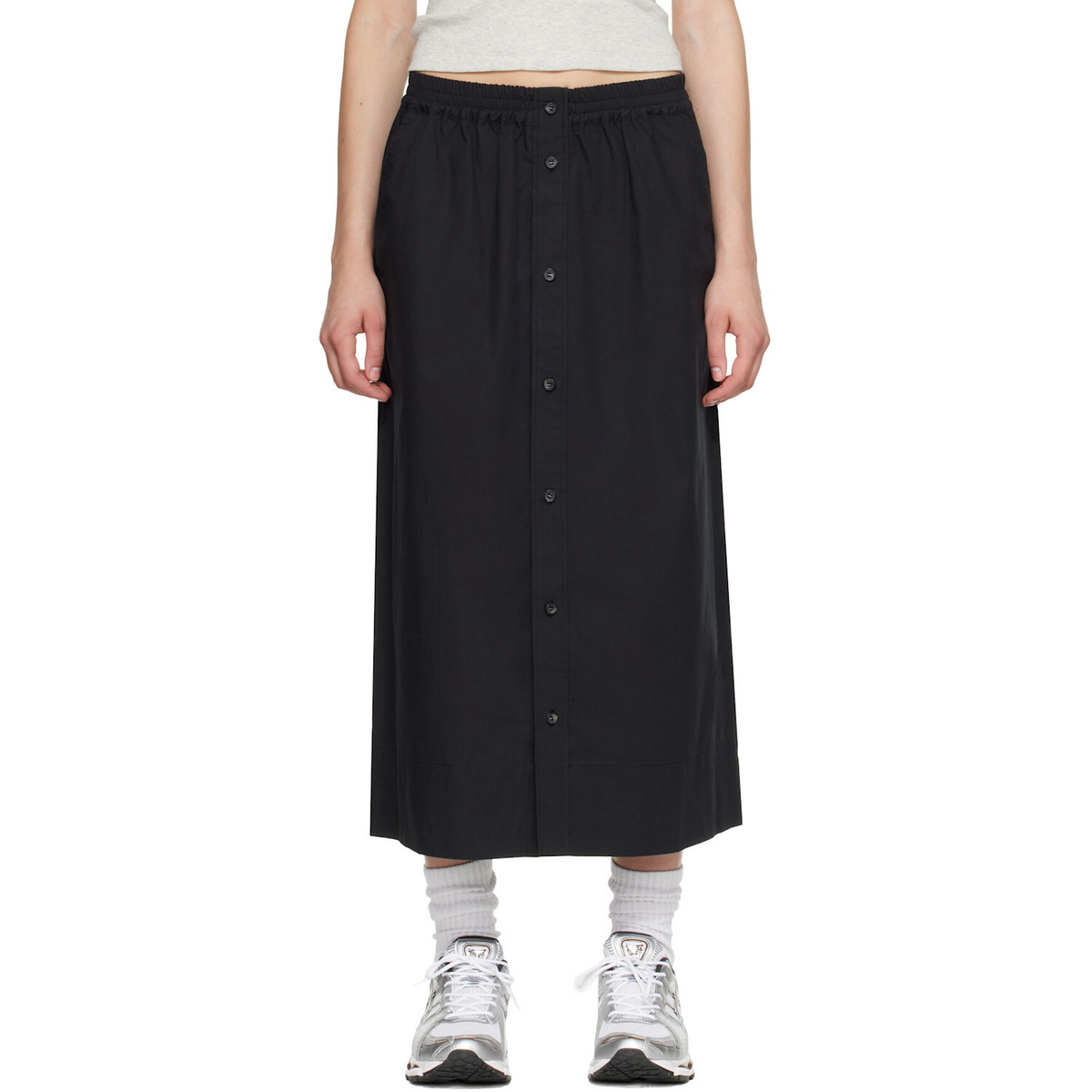 A.P.C. Black Organic Cotton Midi Skirt