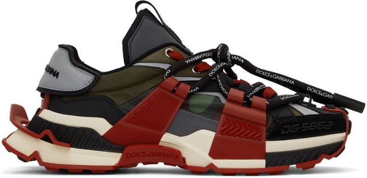 Photo: Dolce & Gabbana Red & Green Militare Space Sneakers
