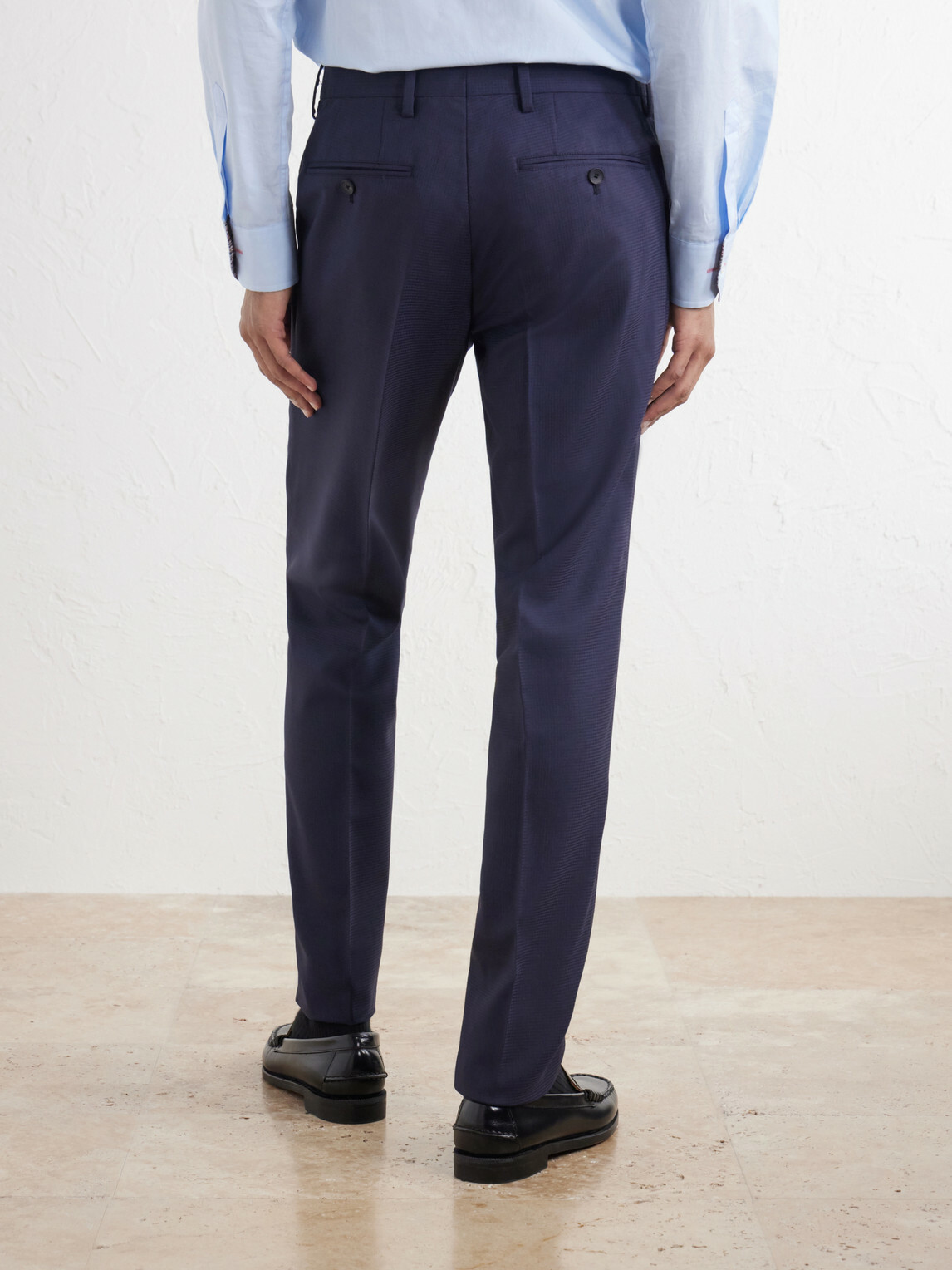 Mr P. - Straight-Leg Houndstooth Wool Suit Trousers - Blue