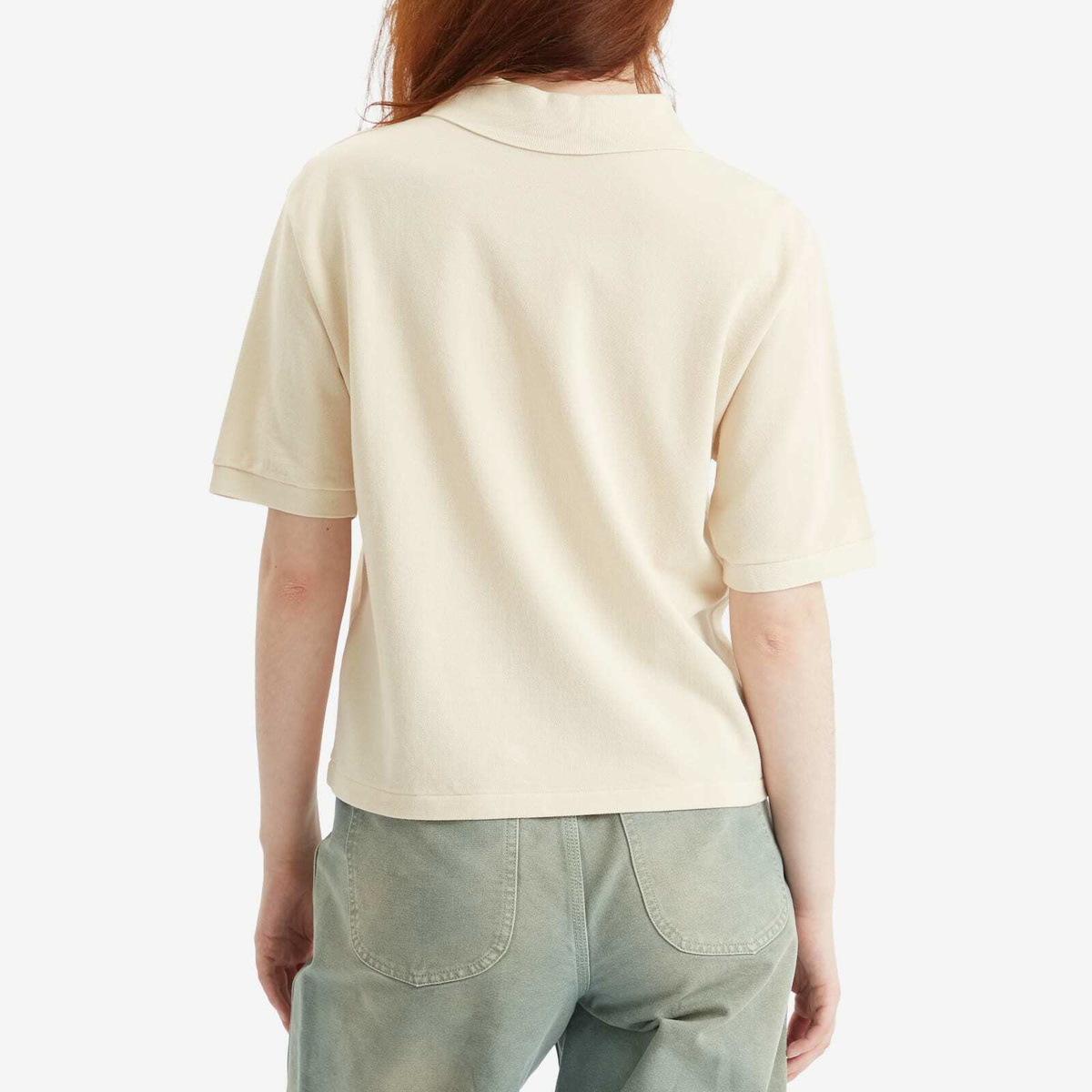 Auralee Women's High Gauge Pique Polo in Ivory Auralee