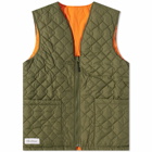 Butter Goods Men's Chain Link Reversible Puffer Vest in Army/Orange