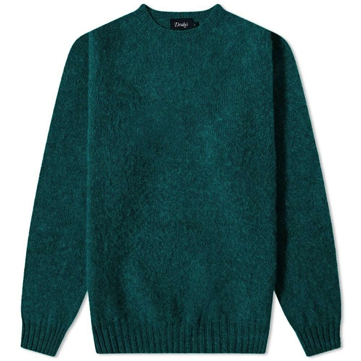 Photo: Drake's Men's Brushed Shetland Crew Knit in Forest Green