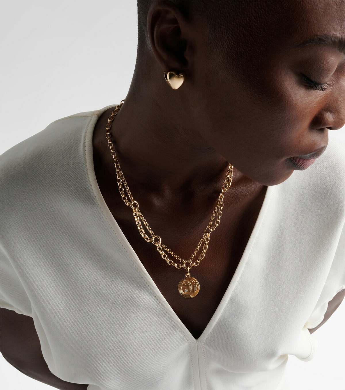 FoundRae Infinite Gratitude 18kt gold pendant necklace with diamond