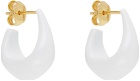 LEMAIRE White & Gold Curved Mini Drop Earrings