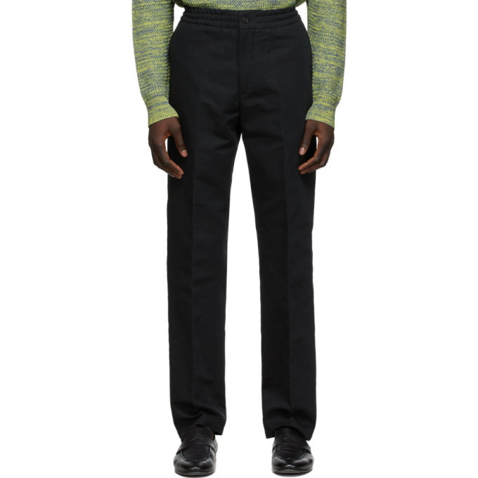 Photo: Dunhill Black Cotton and Linen Twill Trousers