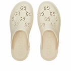 Gucci Men's Ella Embossed GG Trek Slide in White