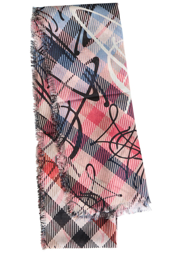Photo: Vivienne Westwood Tartan Logo-monogrammed Wool Scarf - Pink - One Size