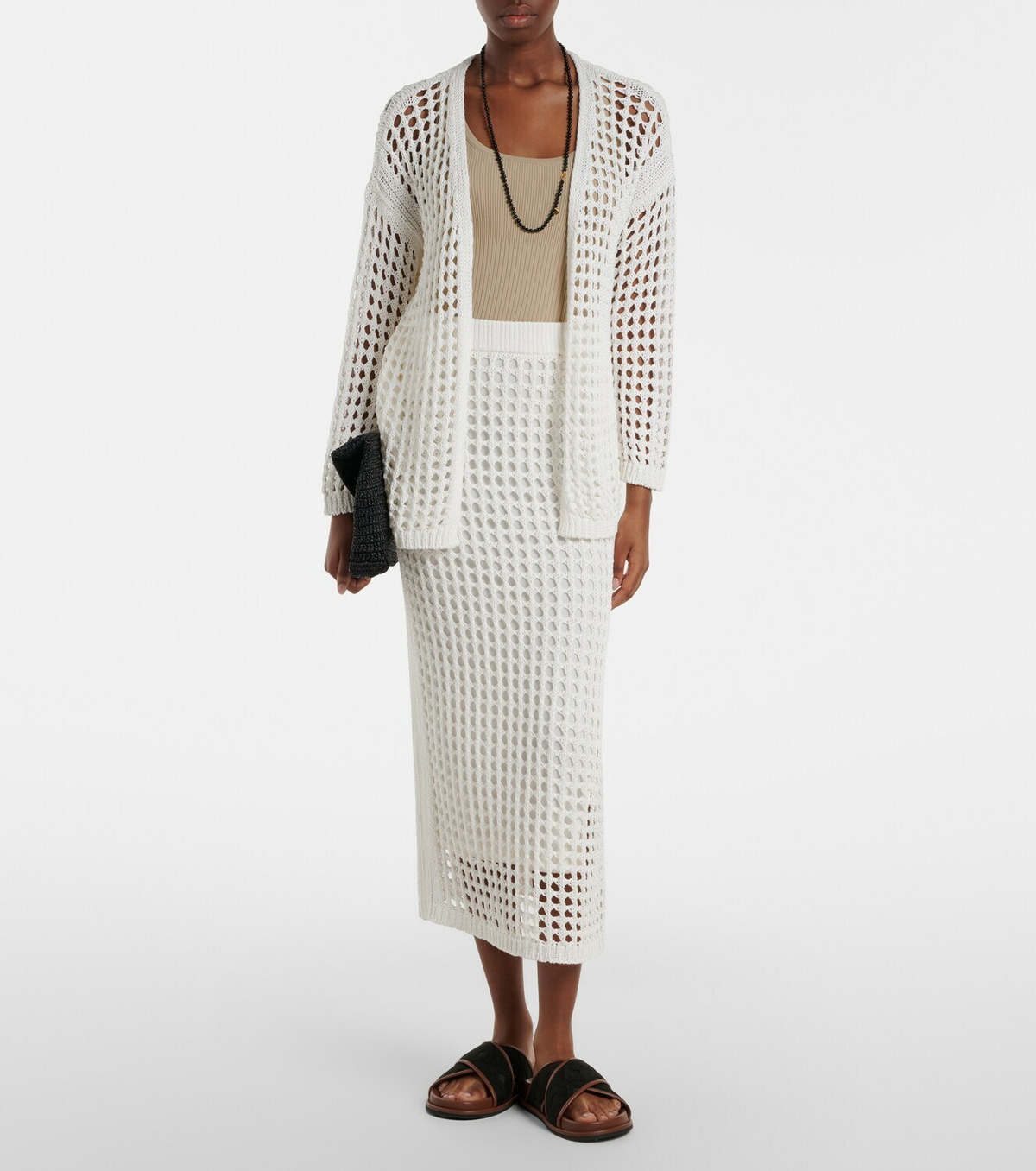 Max Mara Geode open-knit cotton midi skirt
