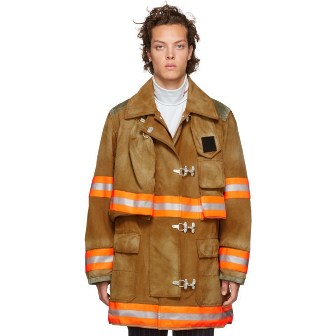 Photo: Calvin Klein 205W39NYC Brown Aged Fireman Coat